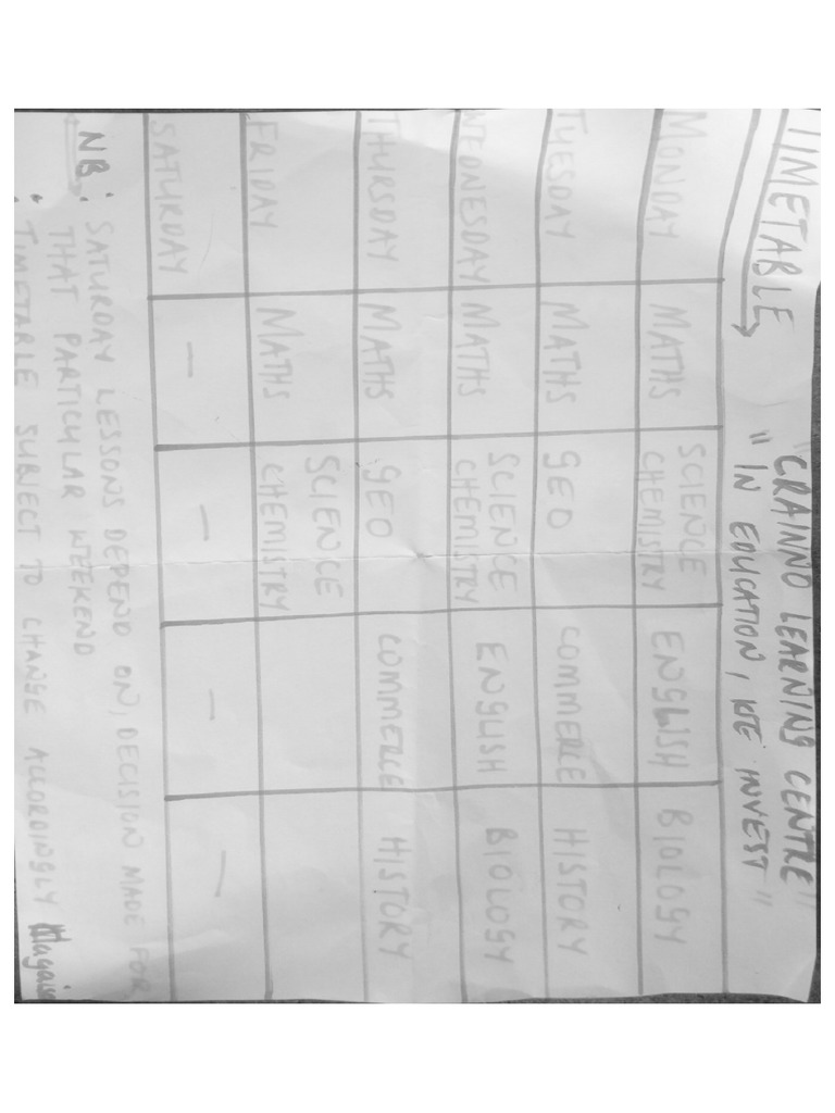 Timetable | PDF