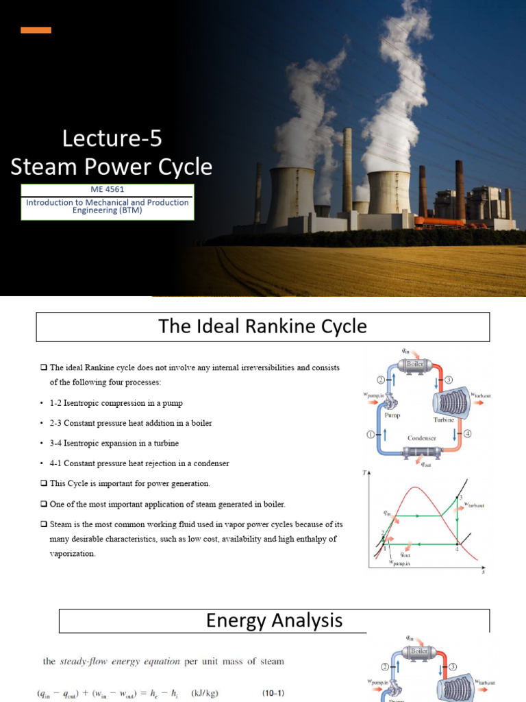 Thermodynamics_Lecture 5_Steam Power Cycle (Reduced) | PDF