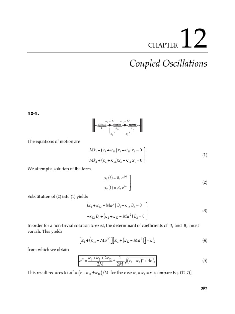 Coupled Oscillations in Mechanical Systems | PDF | Normal Mode | Sine