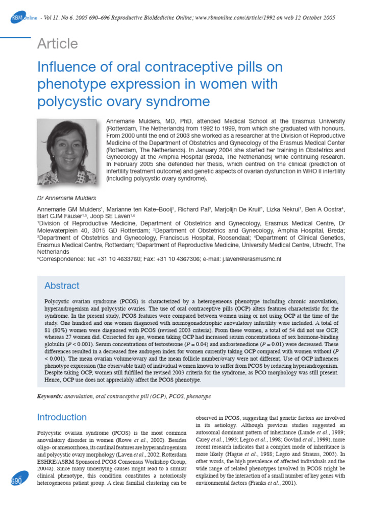 OCP Effect on PCO Phenotype | PDF | Polycystic Ovary Syndrome ...