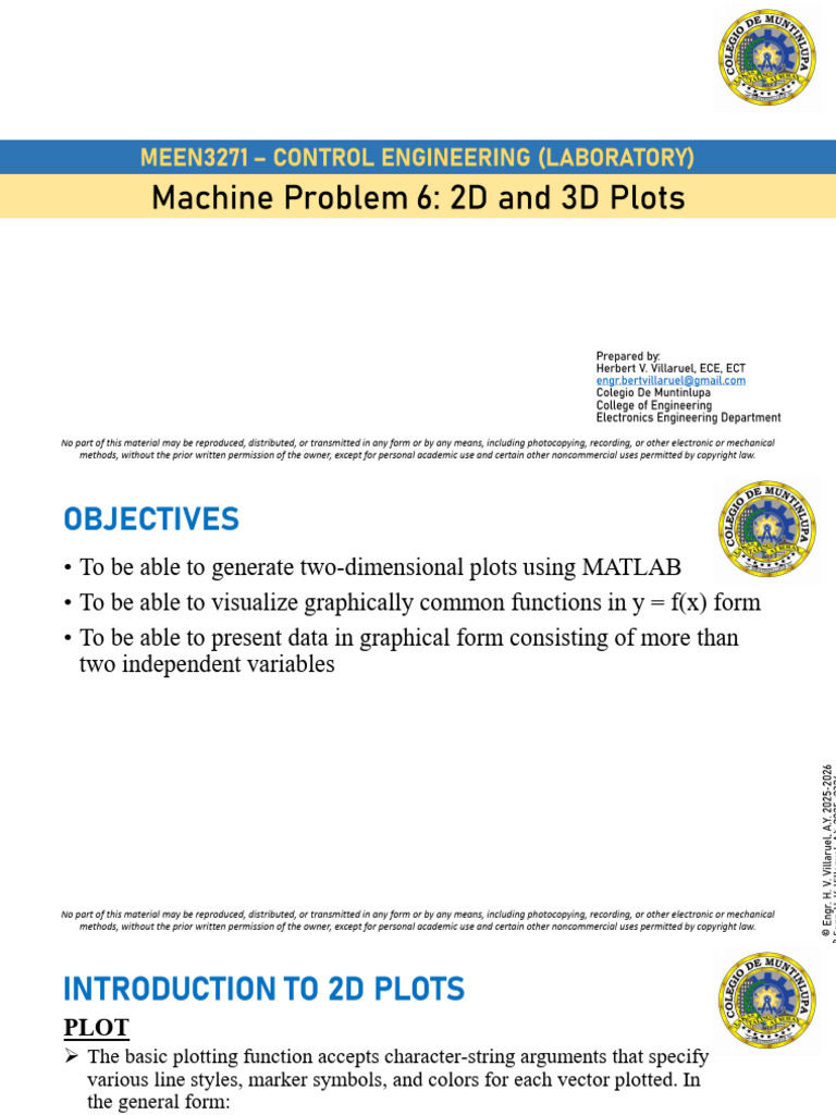Machine Problem 6 - 2D and 3D Plots | PDF