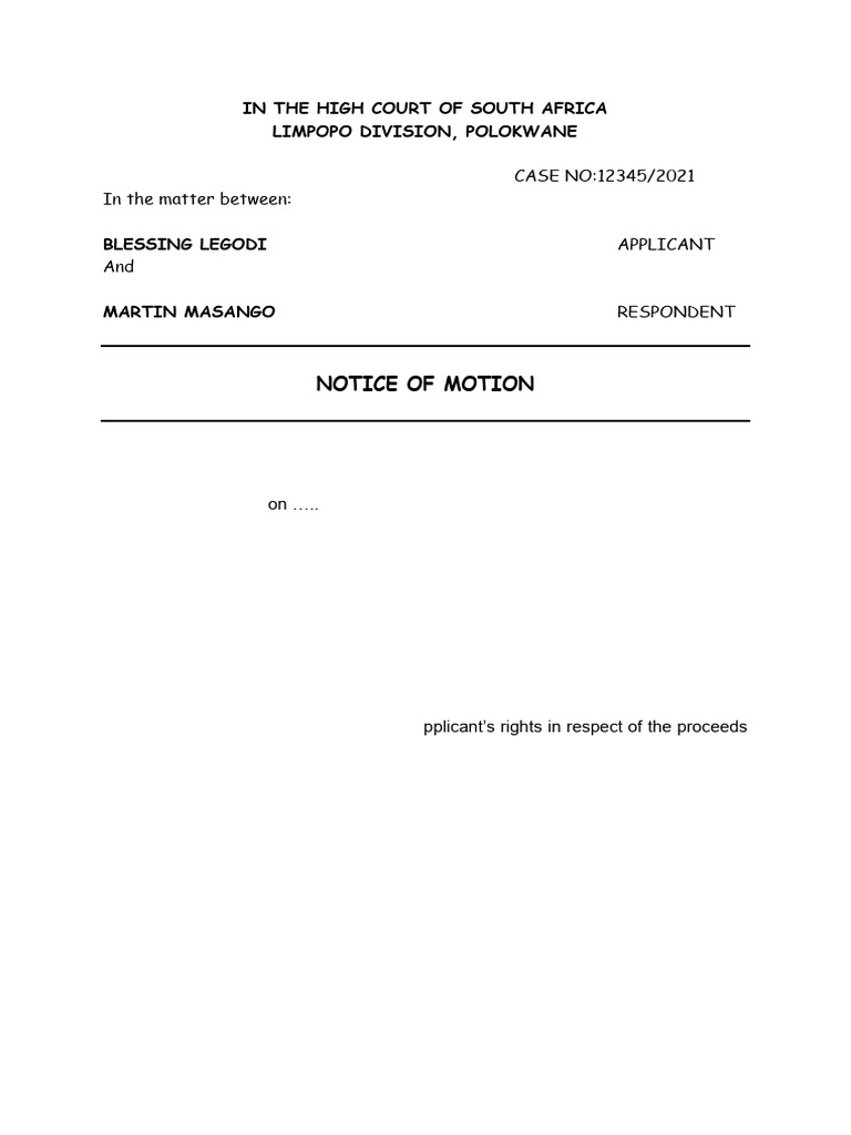 Example of a Notice of Motion Lecture | PDF