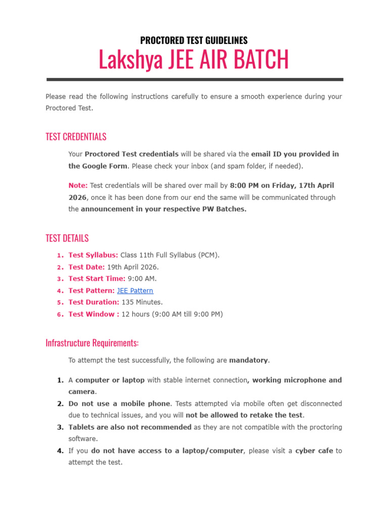 AIR Test Proctored Test Guidelines | PDF | Software | Computing