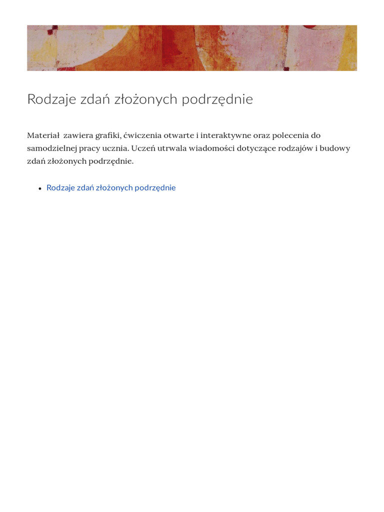 Rodzaje Zdan Zlozonych Podrzednie | PDF