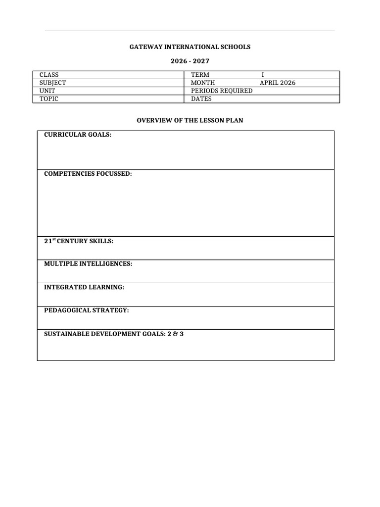 Format of Lesson Plan | PDF