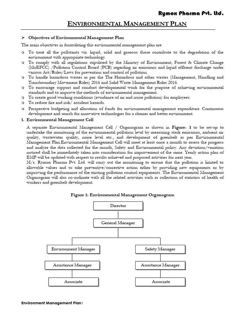 Environmental Management Plan of A Pharma Company | PDF | Waste | Air ...