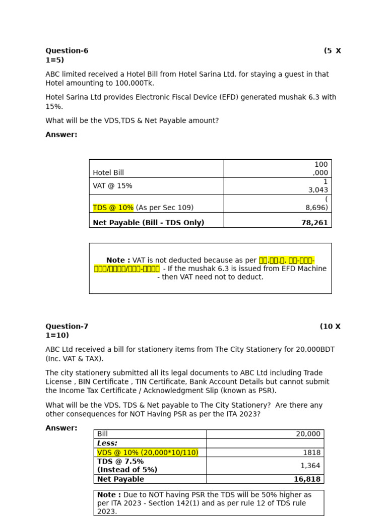 Updated Question-Tax & VAT - Copy | PDF | Value Added Tax | Payments