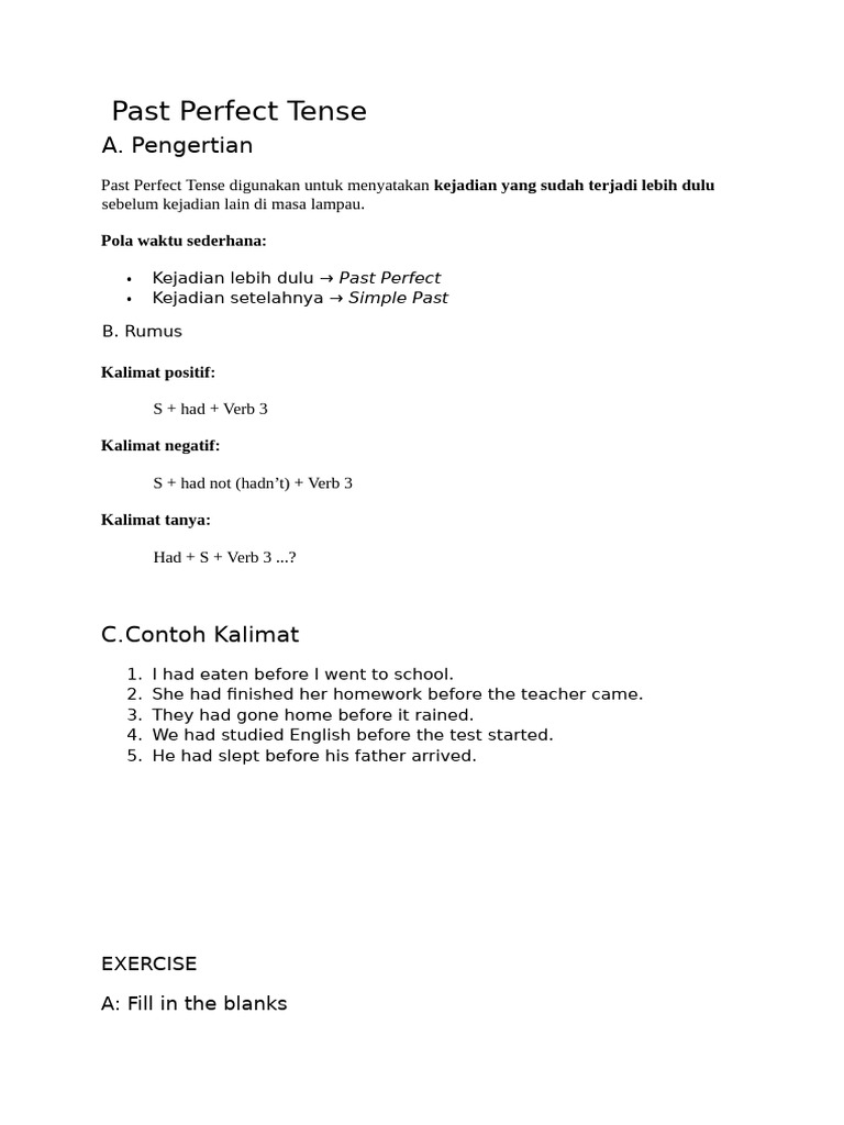 Past Perfect Tense | PDF | Language Mechanics | Grammar