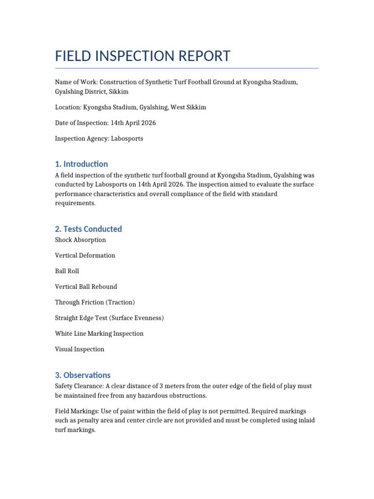Field Inspection Report-1 | PDF