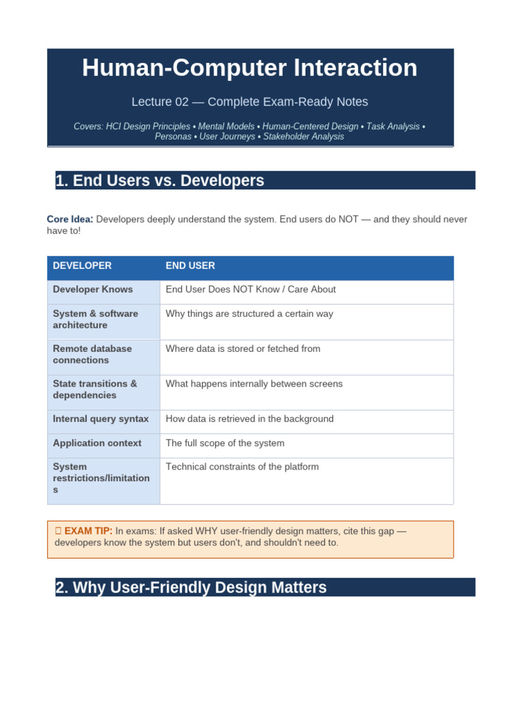 HCI Lecture2 Notes | PDF | Usability | Software Development Process