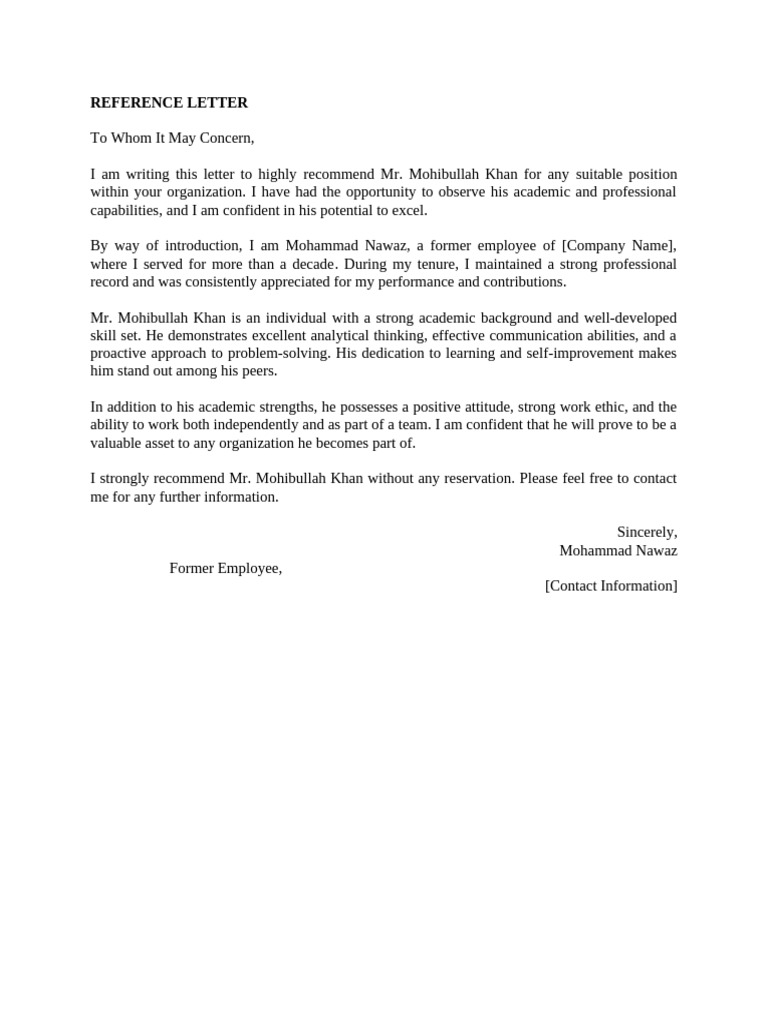 Reference Letter | PDF