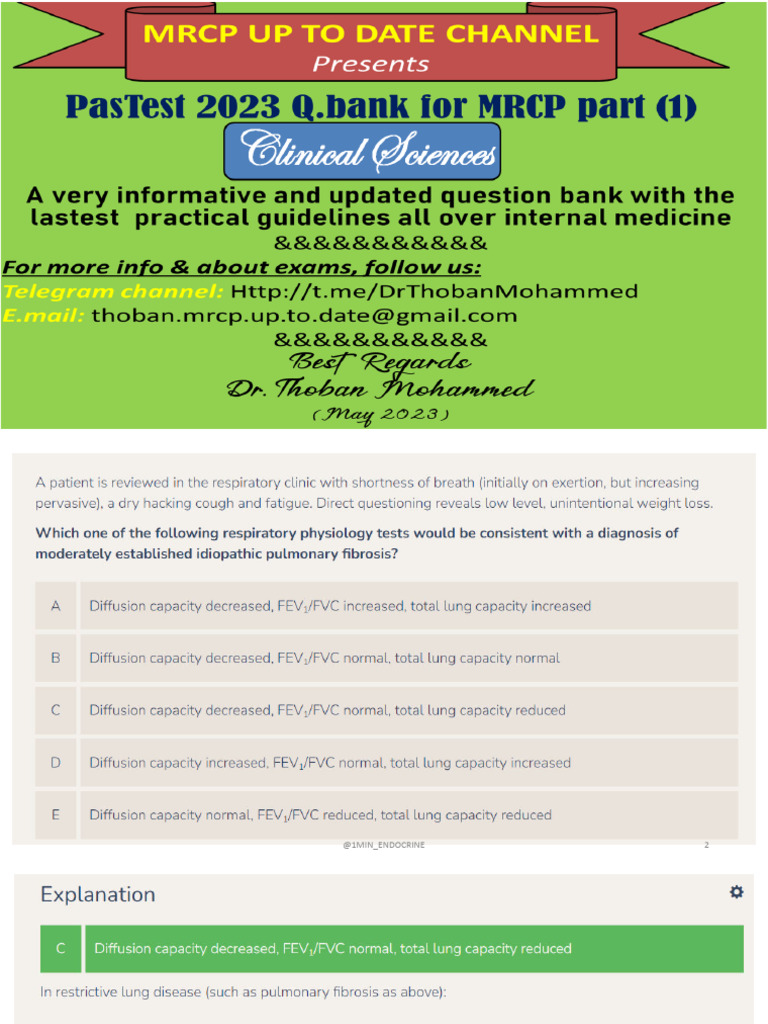 17. Basic Clinical Sciences PasTest 2023 MRCP I | PDF