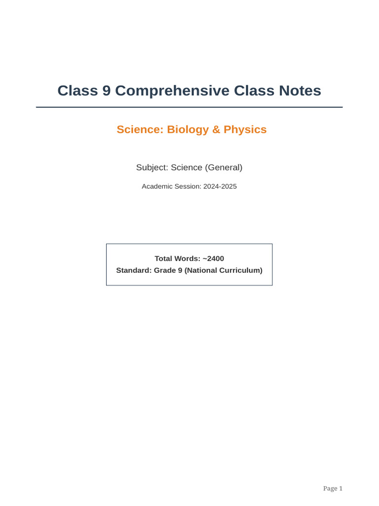Class_9_Science_Notes_Comprehensive | PDF