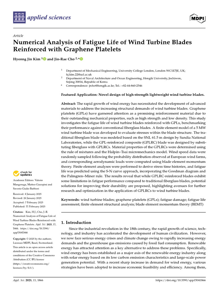 Numerical Analysis of Fatigue Life of Wind Turbine Blades | PDF | Wind ...
