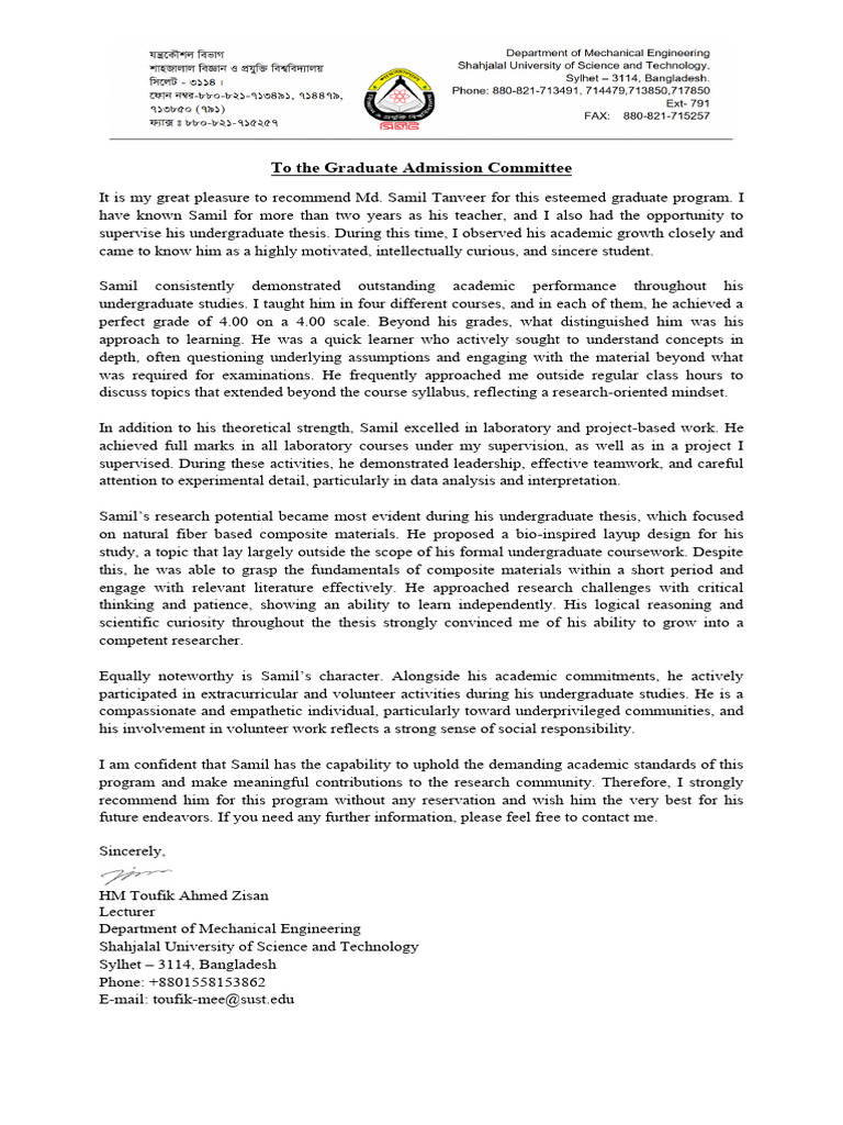 LOR Samil Department Pad | PDF | Thesis | Science