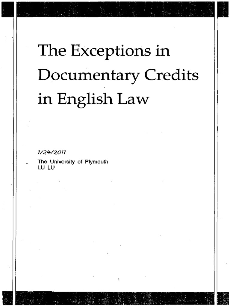Letters of Credit in English Law. | PDF | Letter Of Credit | Common Law