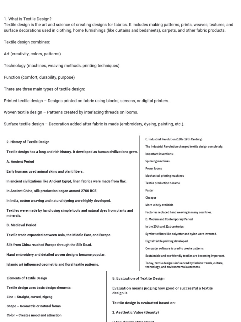 Textile Designing Section -A | PDF | Textiles | Yarn