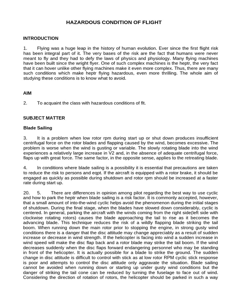 Hazardous Conditions of FLT Script | PDF | Helicopter Rotor | Helicopter
