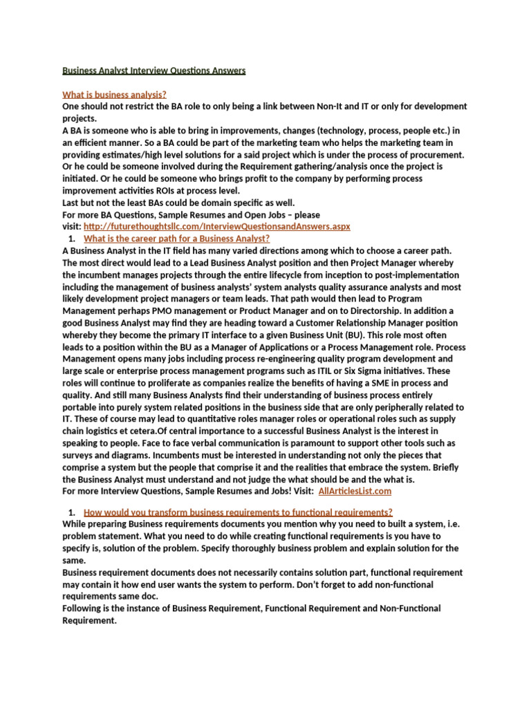 BA -Interview QA | PDF | Use Case | Software Development Process