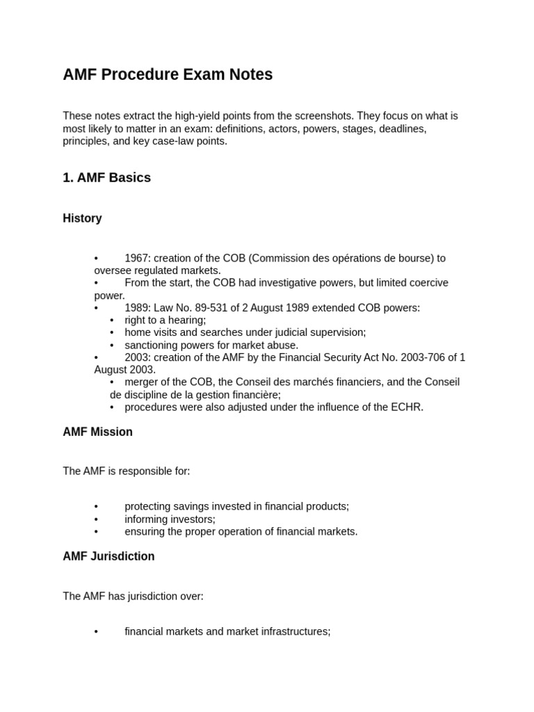 Amf Procedure Exam Notes | PDF | Insider Trading | Right To Silence