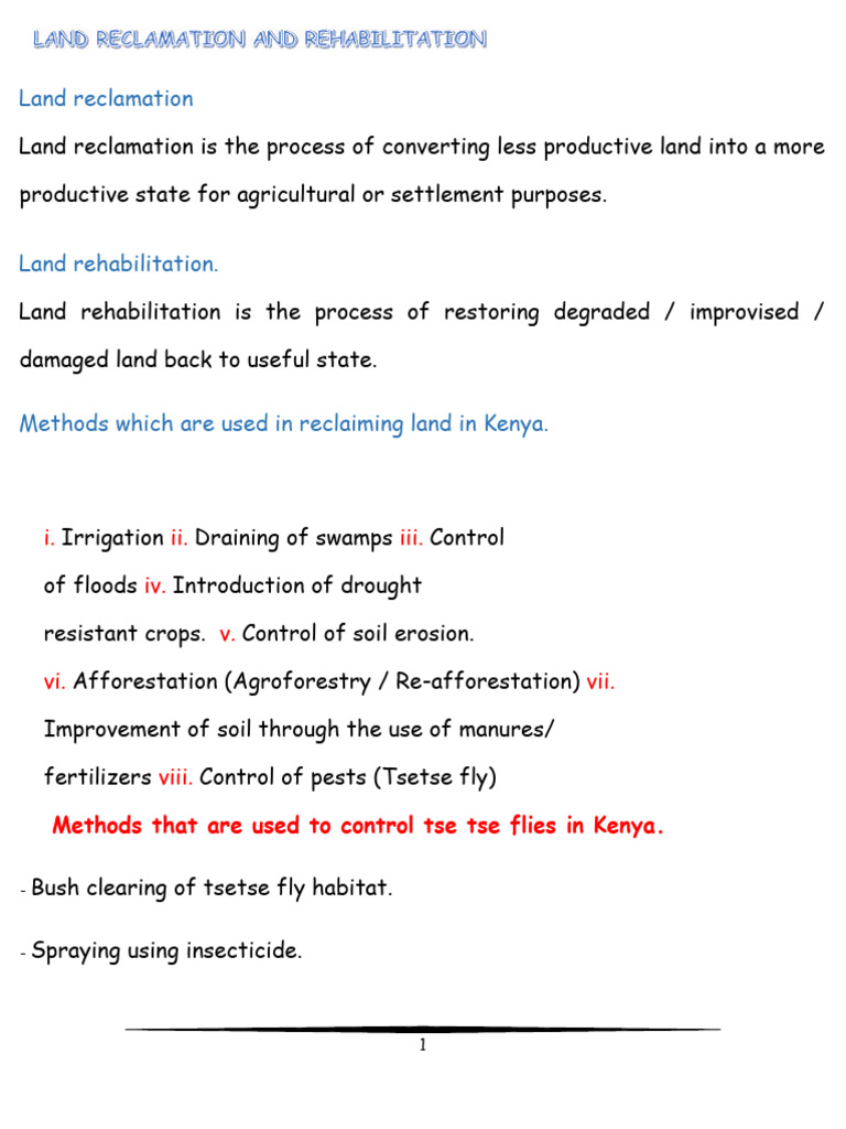 Form 4 - 1 Land Reclamation.docx0002 | PDF | Irrigation | Agriculture