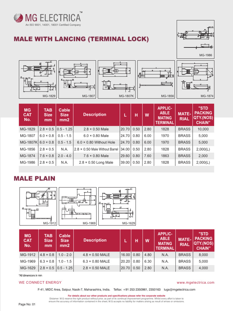 Male With Lancing Terminal Lock | PDF