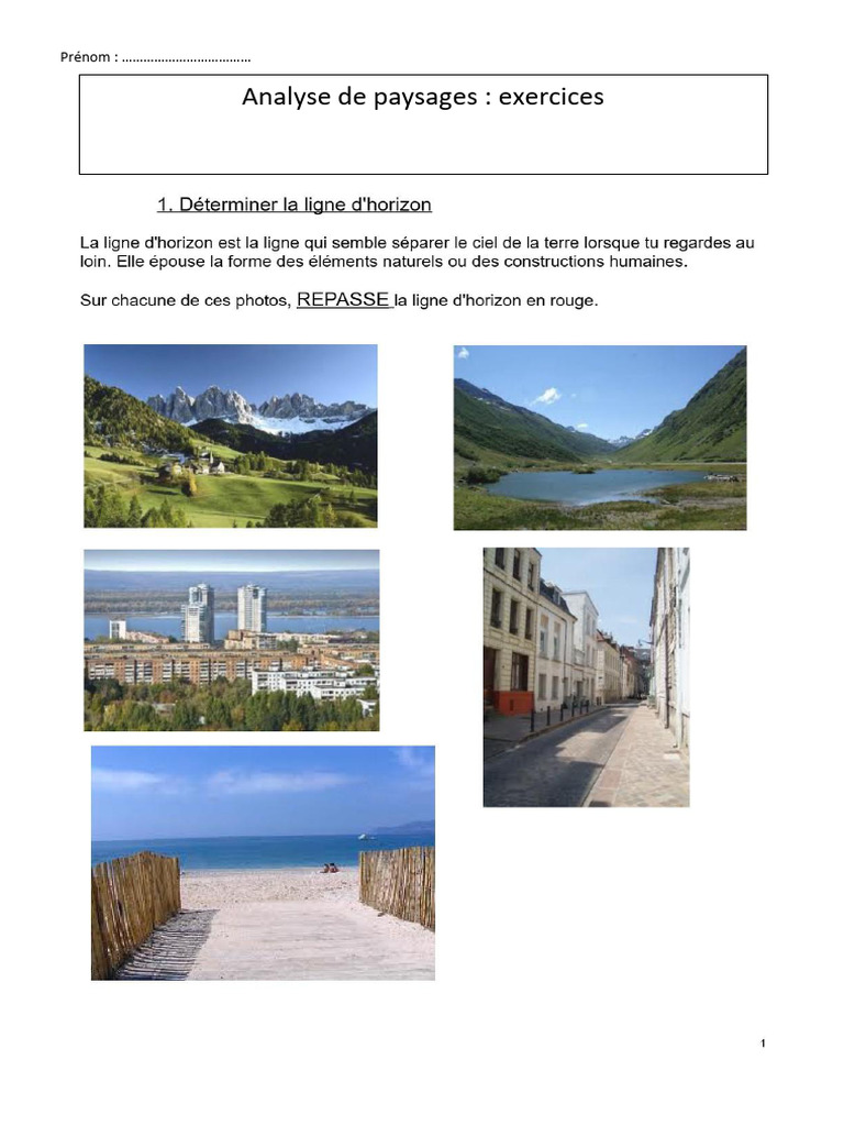 Exercices - Analyse de Paysages | PDF