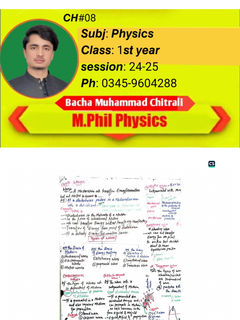 Ch#08 1st Year Phy (Waves) by Bacha Muhammad Chitralii(1) | PDF