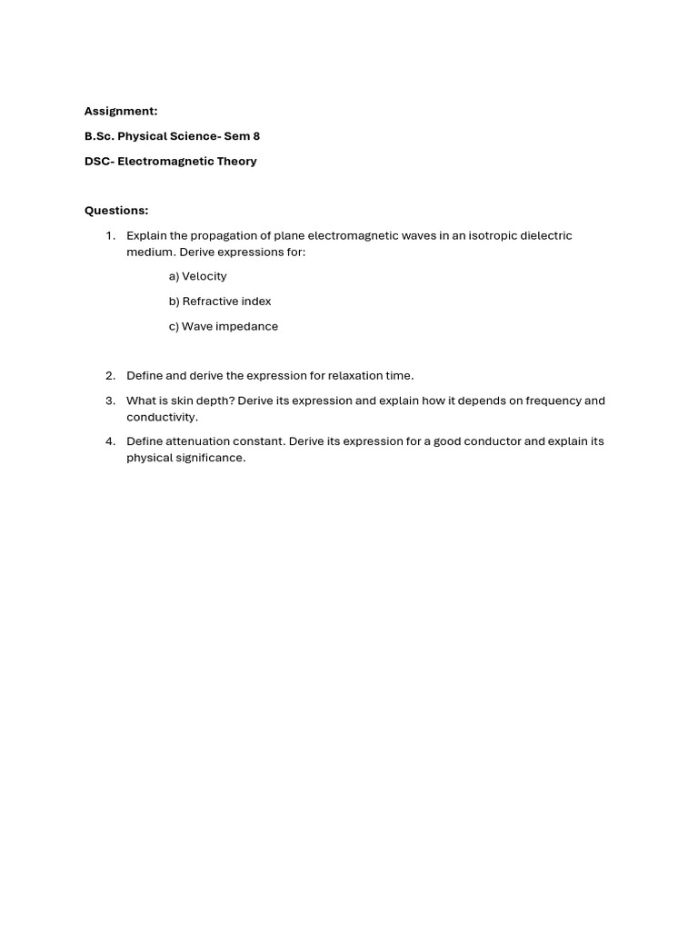 Assignment EMT Sem8- 2026 (1) | PDF