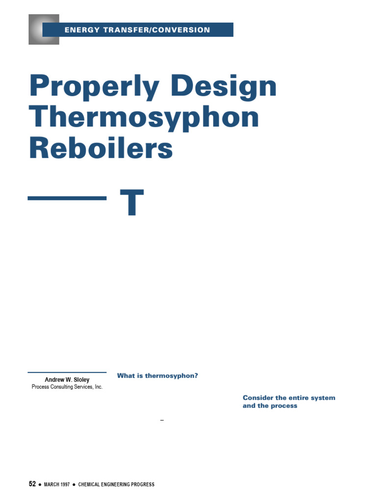 1997-03 (CEP) Properly Design Thermosyphon Reboilers (Draft) | PDF ...