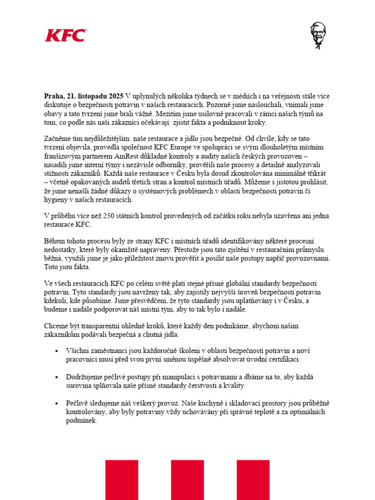 KFC Europe Statement CZ | PDF
