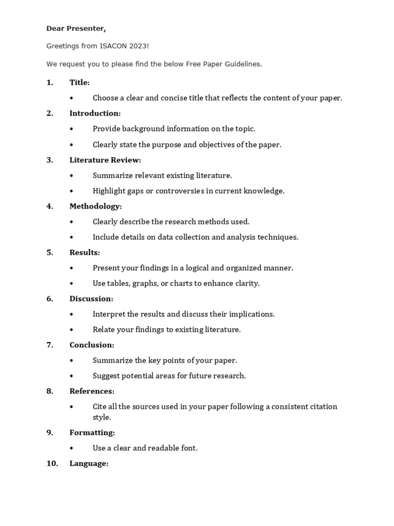 Free Paper Guidelines | PDF