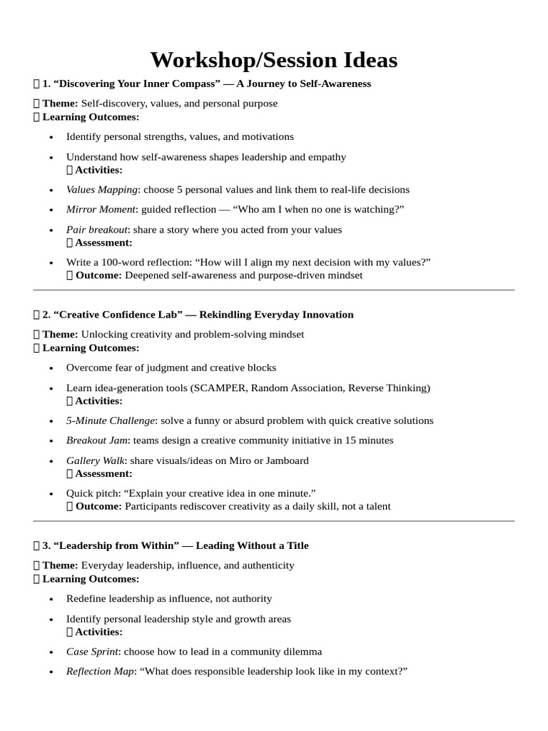 Session Ideas | PDF | Empathy | Creativity