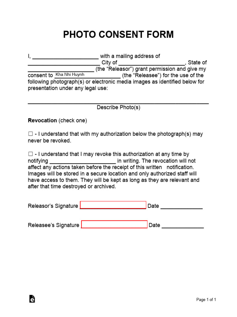 Photo Consent Form | PDF