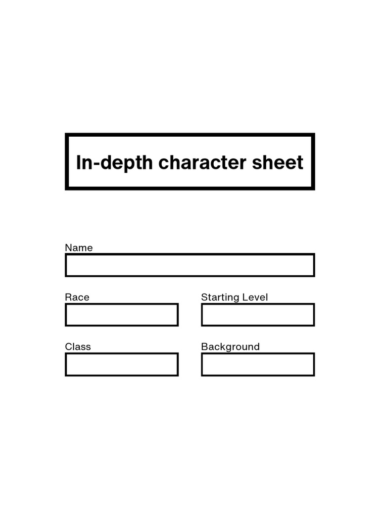 In-depth character background sheet | PDF