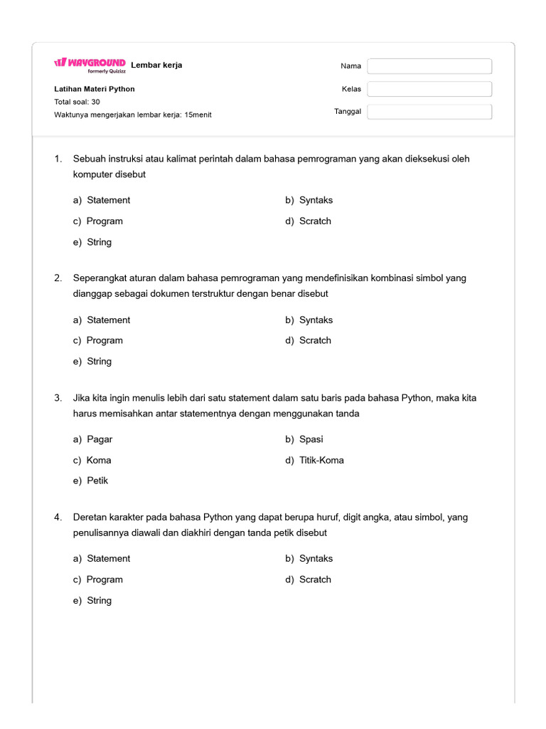 Latihan Materi Python | PDF