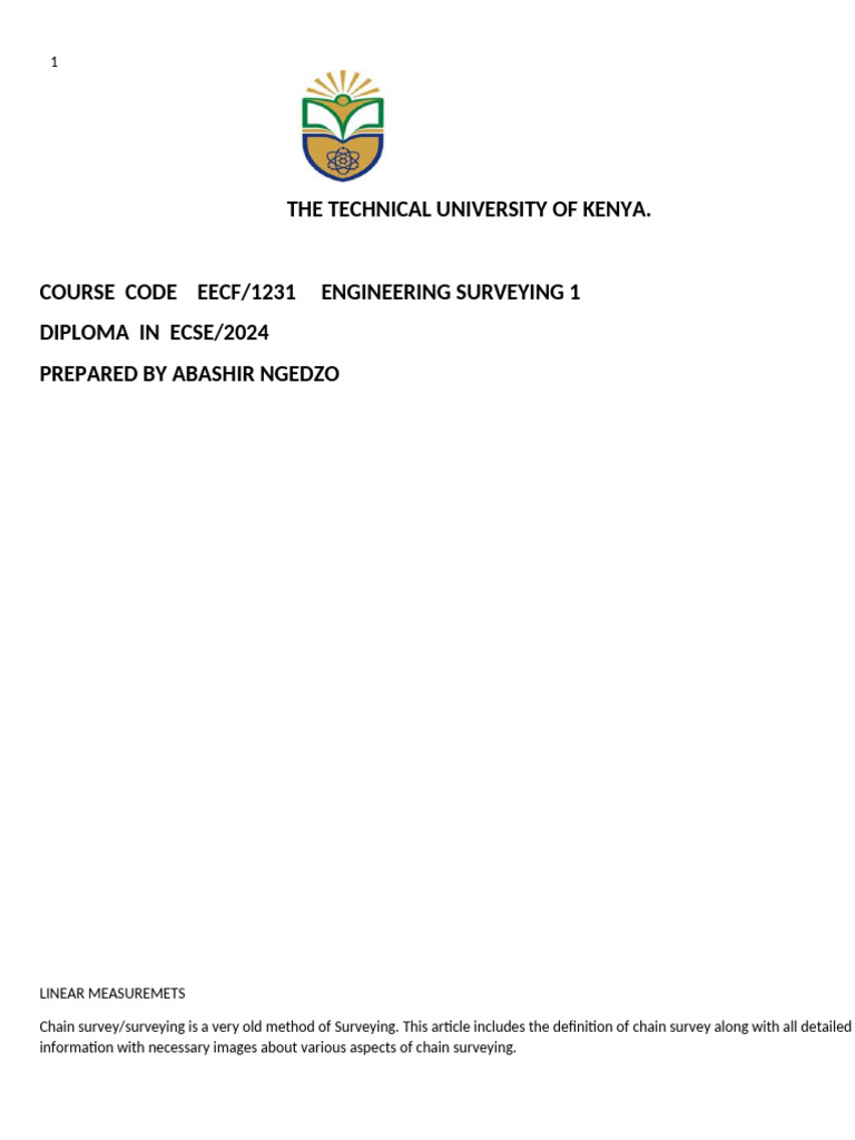 Civil Engineering Notes Surveying 1 2026 | PDF | Surveying | Contour Line