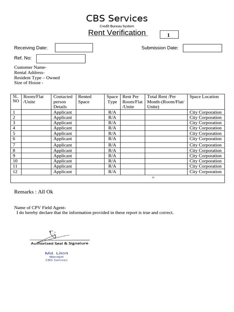 Rent Verification | PDF