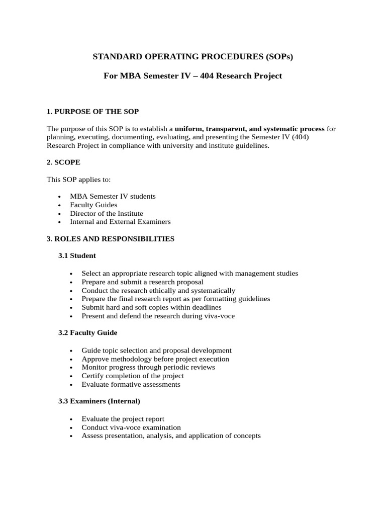 404 Sem IV Research Project Sop | PDF | Thesis | Evaluation