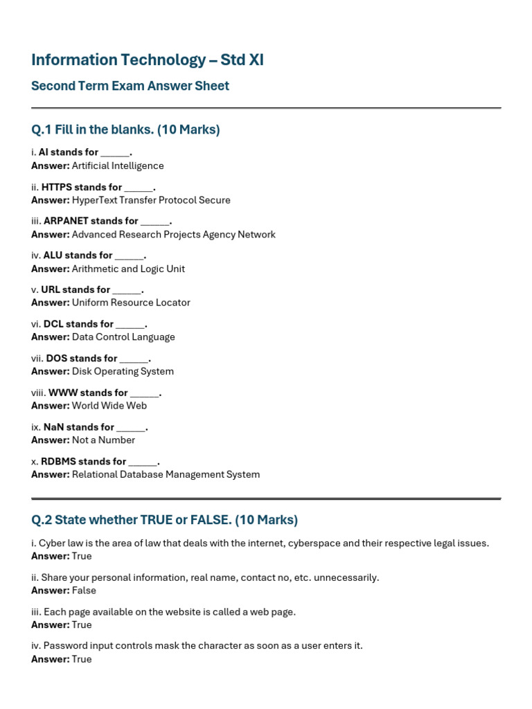 IT Exam Answers | PDF | World Wide Web | Internet & Web