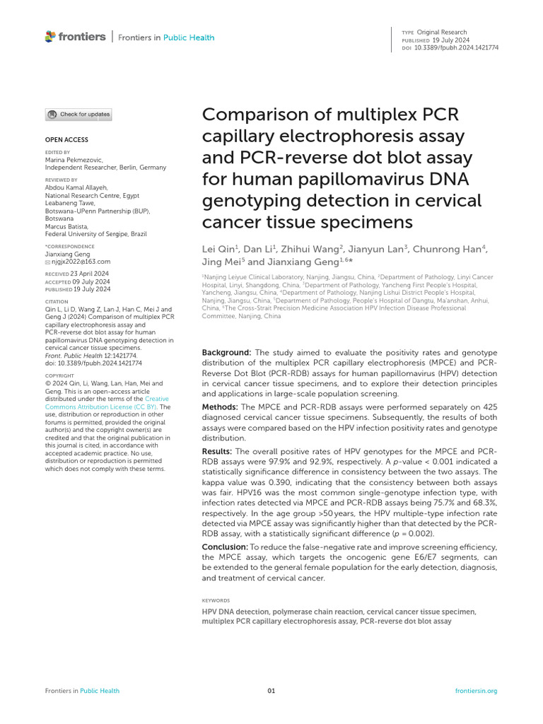 2024 Comparison of Multiplex PCR Capillary Electrophoresis Assay and ...