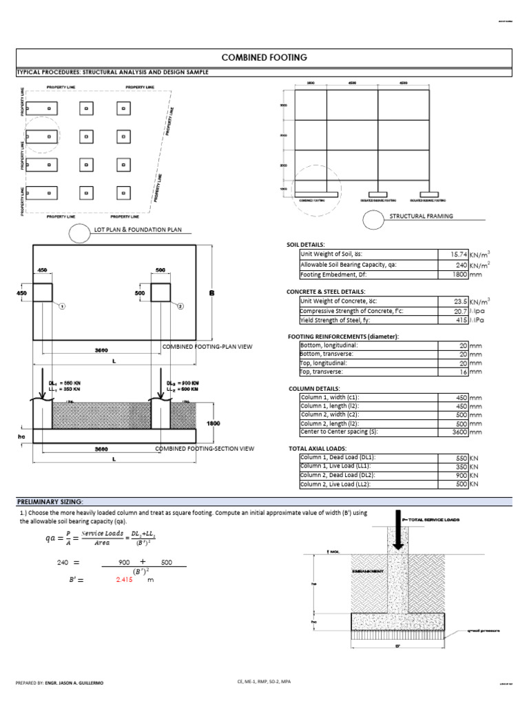 Typical Design of Combined Footing | PDF | Column | Structural Engineering