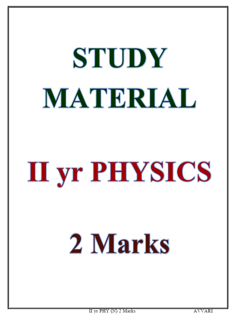 II Yr Phy (n) 2 Marks | PDF | P–N Junction | Electromagnetic Induction
