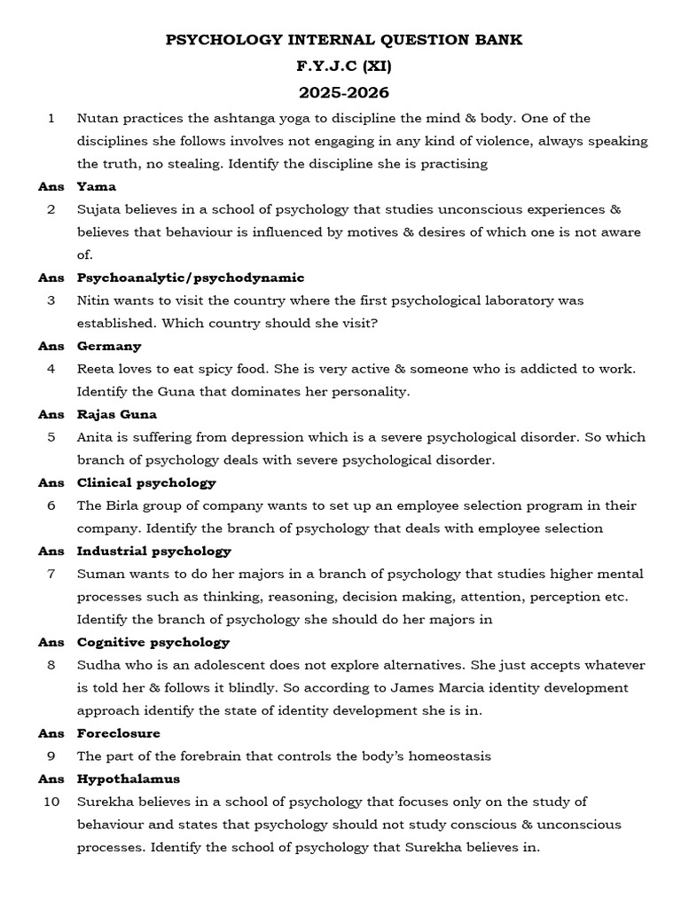 Internal Question Bank | PDF | Psychology | Stress (Biology)