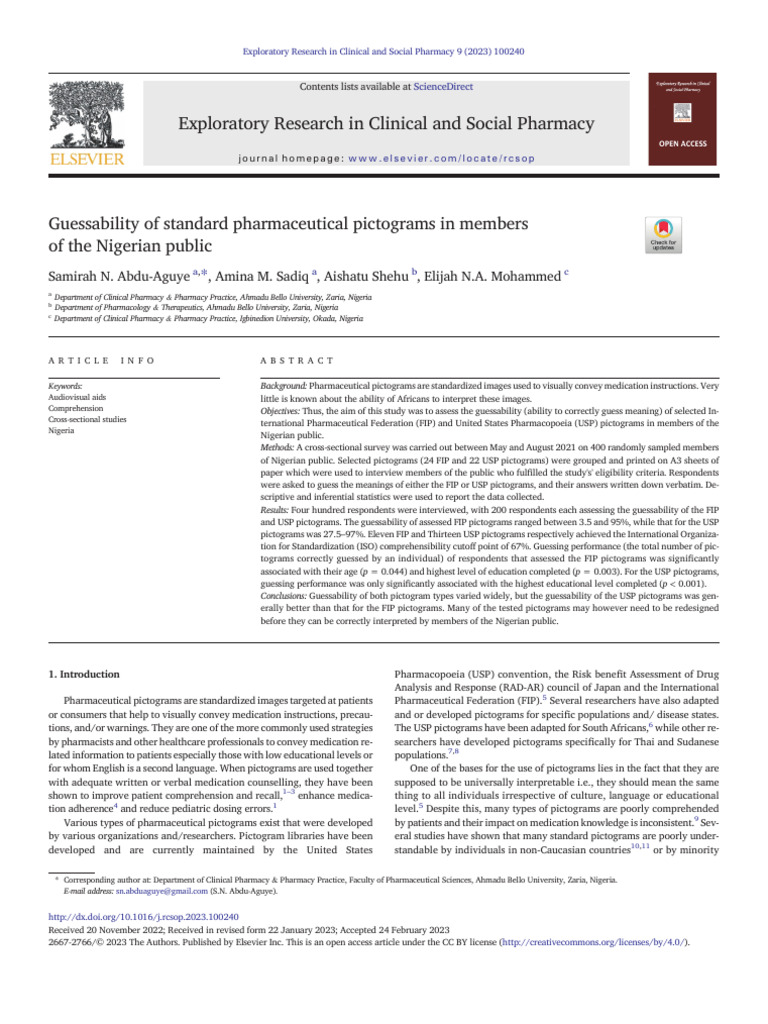 2023 - Nigeria Usp Pictograms | PDF | Pharmacy | Pharmacology