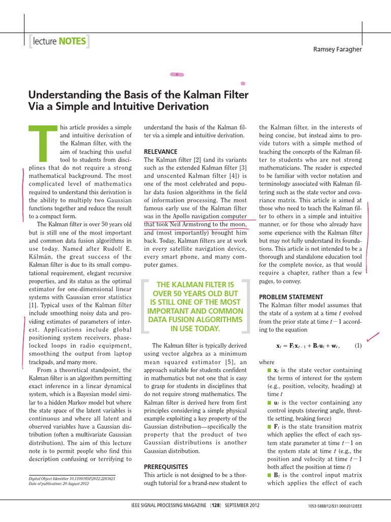 Understanding the Basis of the Kalman Filter | PDF | Kalman Filter ...