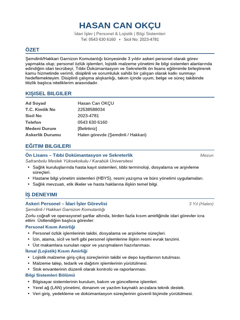 Hasan Can Okcu Cv | PDF