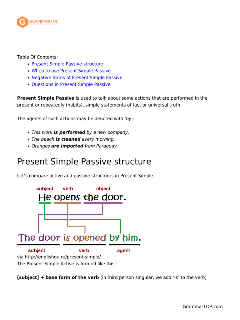 14 Present Simple Passive | PDF | Grammatical Number | Verb