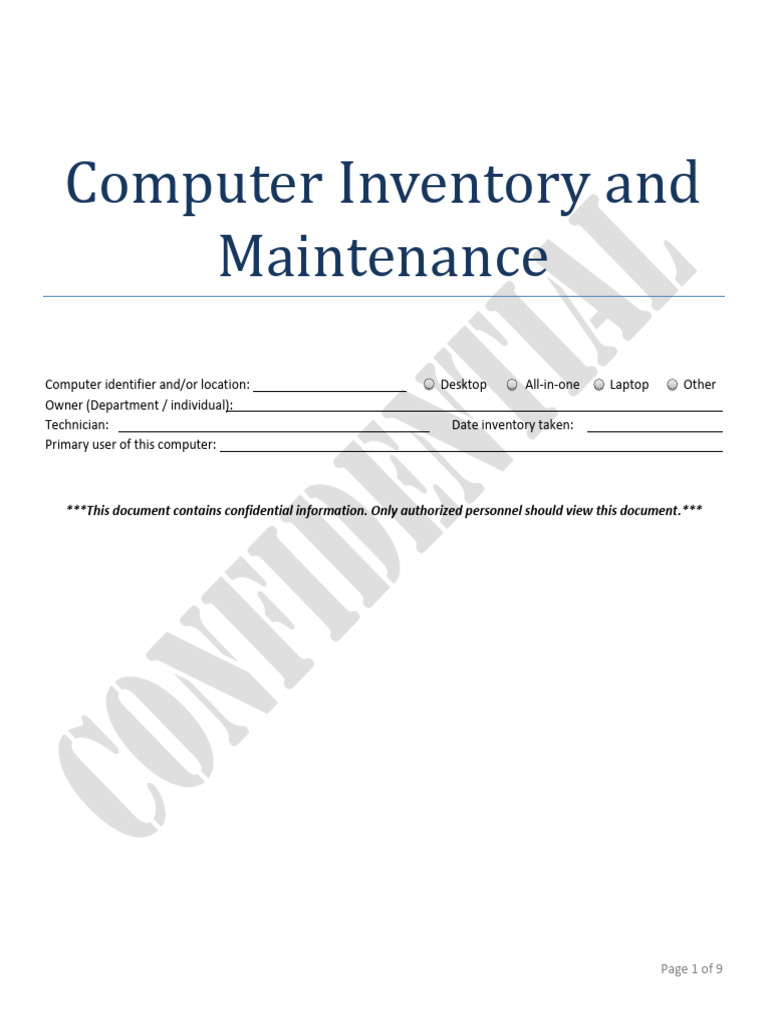 Computer Inventory and Maintenance2018 | PDF | Bios | Microsoft Windows