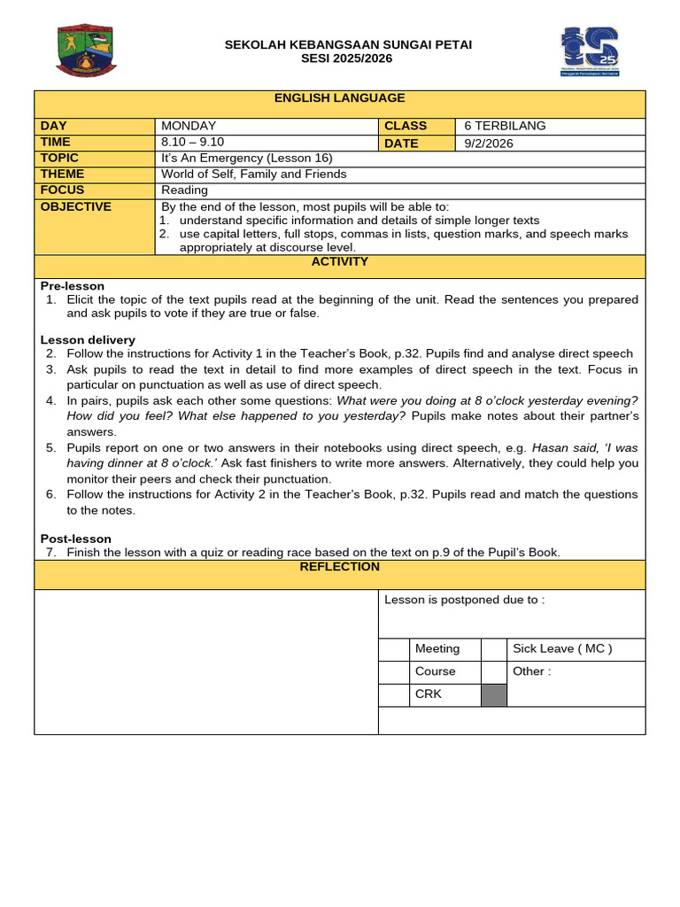 Lesson Plan Week 4 | PDF | English Language | Question